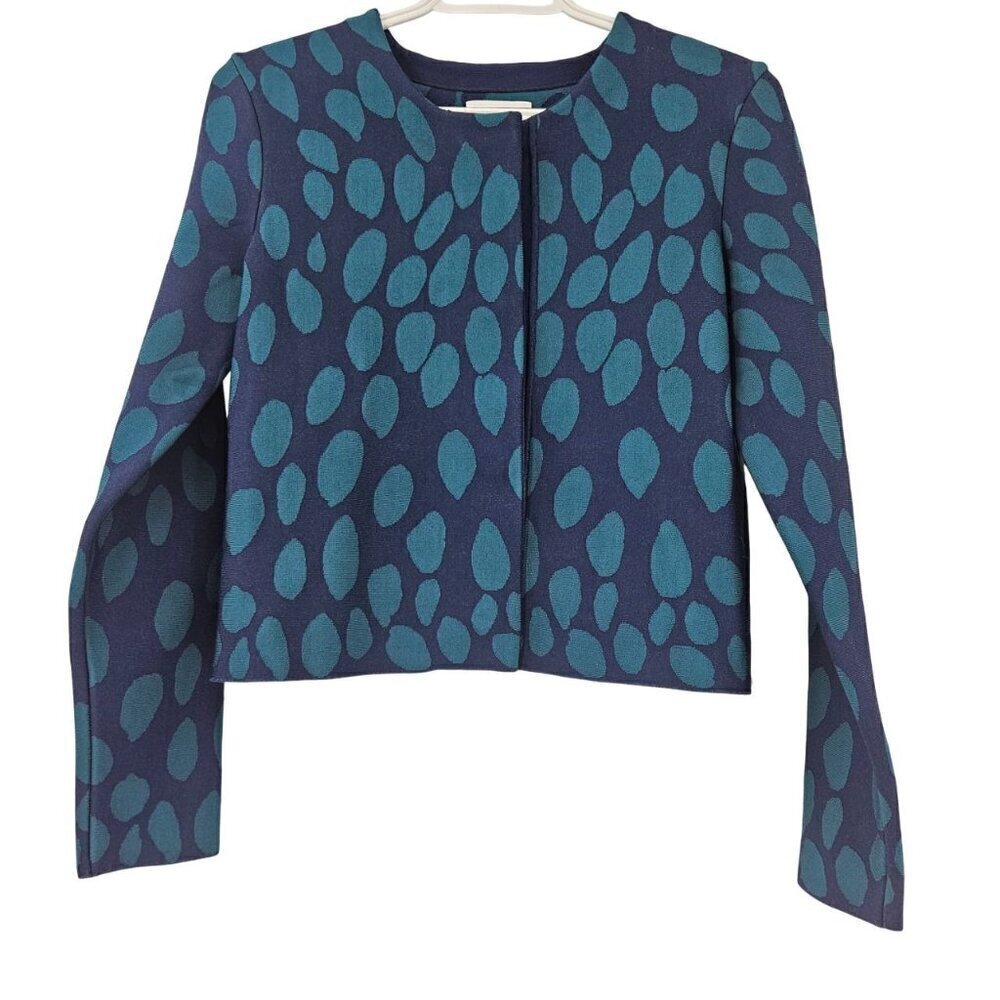 Issa London Millie Fit And Flare Cardigan In Teal Women’s Size S Cropped Artsy